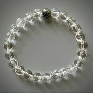 Clear Crystal Quartz Handcrafted Bead Bracelet